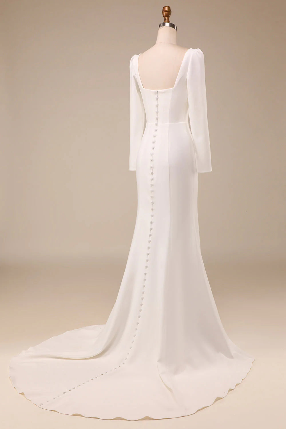 Robe de mariée sirène à col carré et manches longues